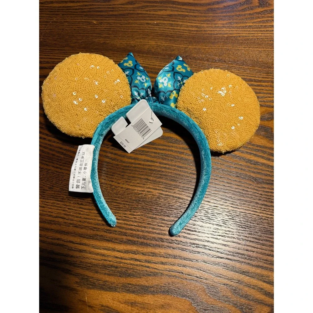 New Disney Parks Epcot Pavillion Limencello Saluti Minnie Ears Sequined Headband